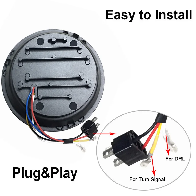 FADUIES 7 дюймовая круглая мотоциклетная светодиодная фара DRL с белым ореолом