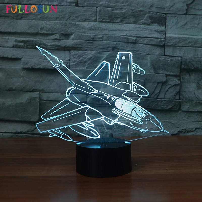 Фото USB лампа Модель самолета Настольная для гостиной декоративный Ночник LED 3D