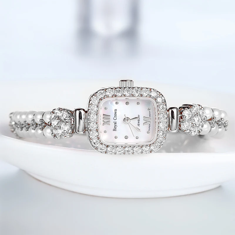Роскошные женские часы с жемчужинами и кристаллами модные платье Подарочная