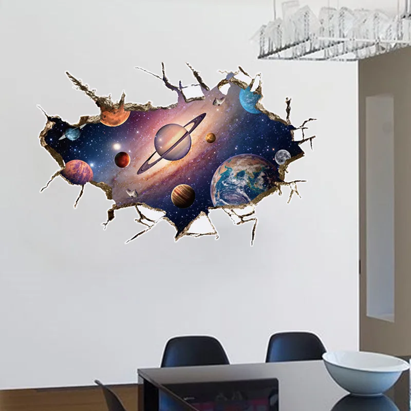 Съемный 3D Планета Стикер Водонепроницаемый Винил Росписи Искусства Наклейка