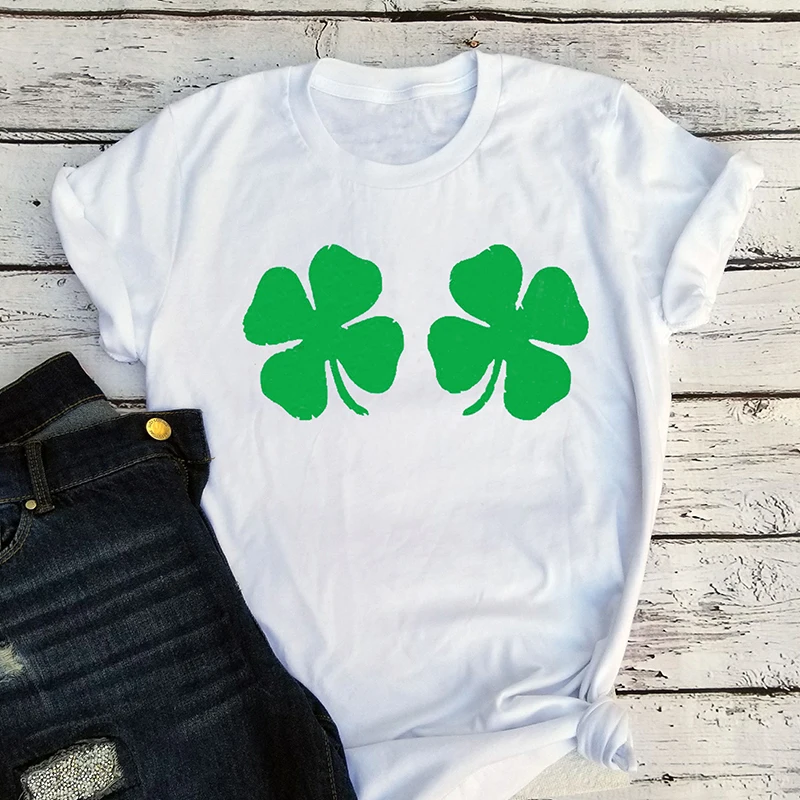 Женская рубашка размера плюс Shamrock футболки на День святого Валентина с