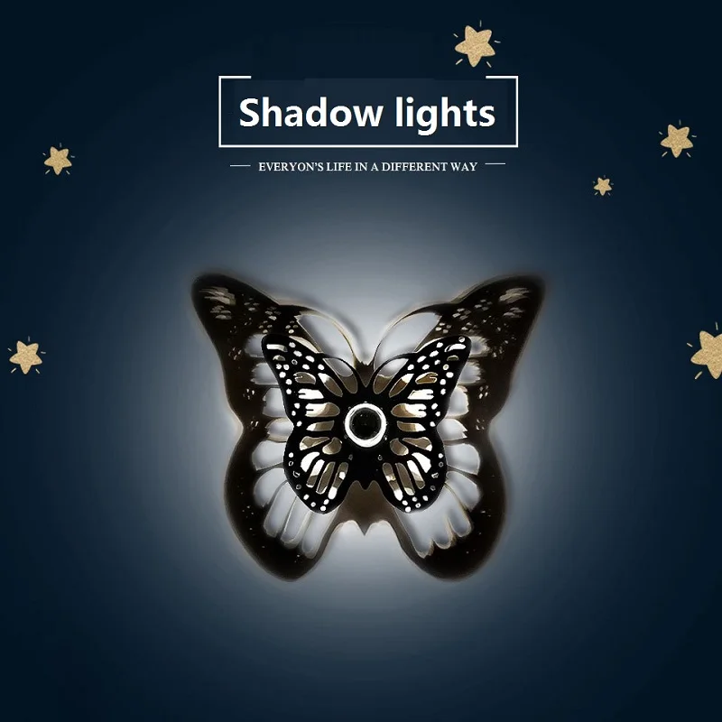 Настенный светодиодный светильник Shadow с бабочкой/рыбой/совой E27 акриловые