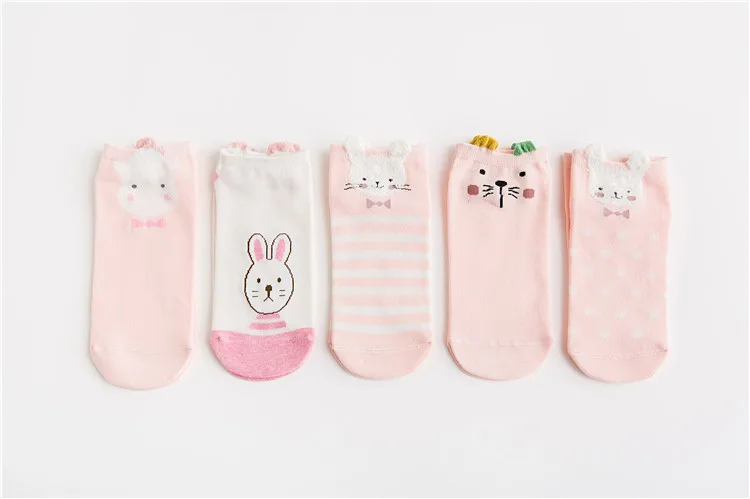 5 пар = 10 штук kawaii мультфильм женские хлопковые носки невидимые носки с милыми животными стерео ухо безбортные носки для девочек Забавные Дышащие носки