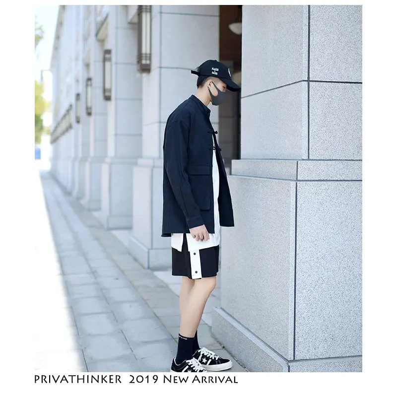 Privathinker Men Summer Tang Clothes 2019 Chinese Style Buckle Pockets Casual Jackets Male Vintage Jacket Mandarin Collar | Мужская