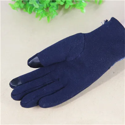 G032 Navy YRRETY элегантные женские перчатки зимние теплые с бантом мягкие наручные перчатки рукавицы из кашемира полный палец Guantes Mujer мода - Цвет: G032 Navy