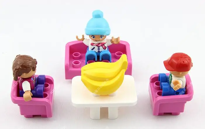 Девушки Спальня строительные блоки части DIY игрушки кровать диван Туалет Телефон Ванна мясо Кукуруза камера аксессуары совместимы с Duploes