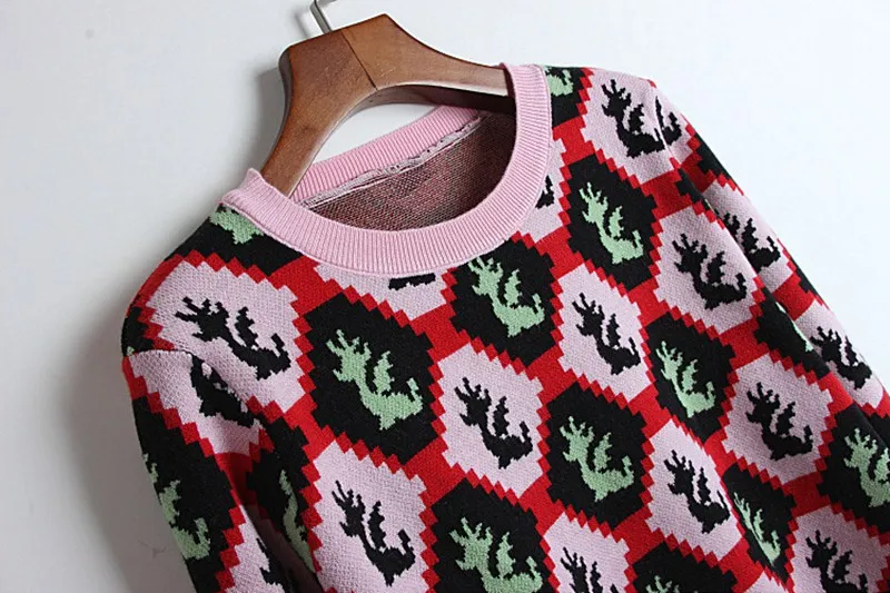 Роскошный дизайнерский Повседневный свитер с милым геометрическим рисунком