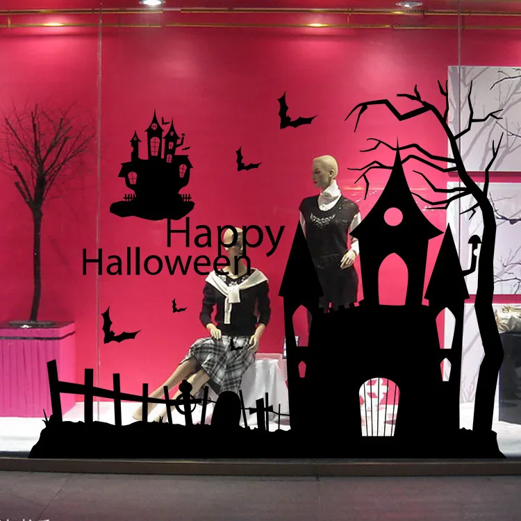 2016 DIY ПВХ Черный Happy Halloween Этикеты Стикера Стены Дома Хэллоуин Всех Святых День