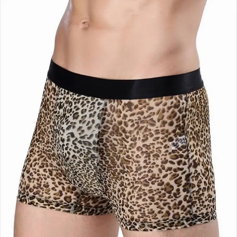 Горячая Распродажа мужские боксеры сексуальное леопардовое дышащее нижнее