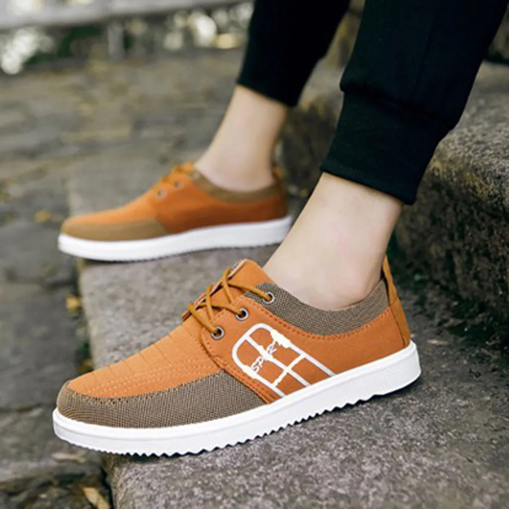 2019 Casual shoes men summer New Fashion Men's Lace Up Sports Loafers Sneakers Flat Canvas Shoes #G4 | Обувь