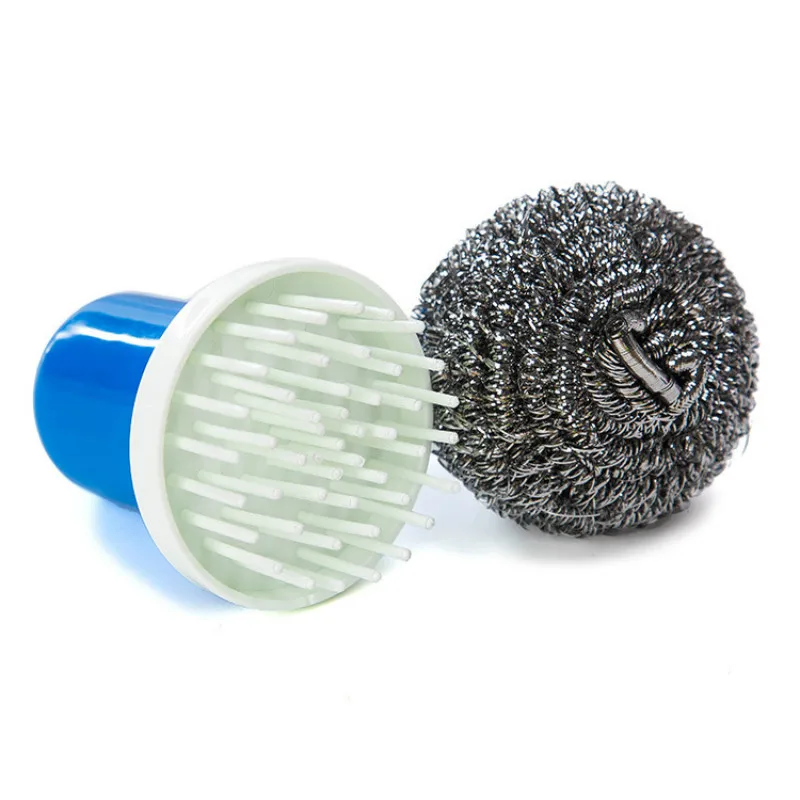 

Fashion 2PCS Kitchen Clean Steel Ball Sponges & Scouring Pads Samall Cute Practicle Stainless Steel Decontamination Brush Pot