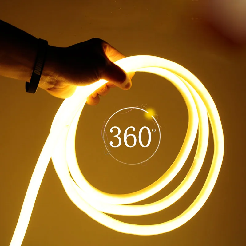 12 В постоянного тока Led гибкая SMD2835 круглая трубка Диодная лента для наружного декоративного рынка 360 градусов круглый светодиодный неоновый гибкий 220 В фиолетовый белый