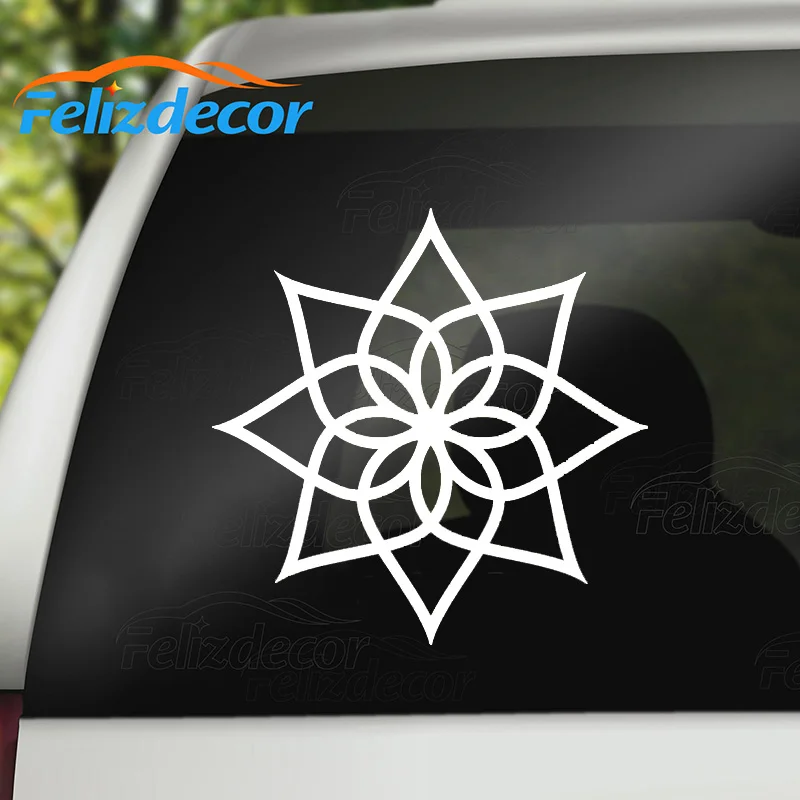 Наклейка для автомобиля "Простой лотос мандала" размером 13*13 см, белая и черная, в стиле йога зен бохо, популярная модель L736.