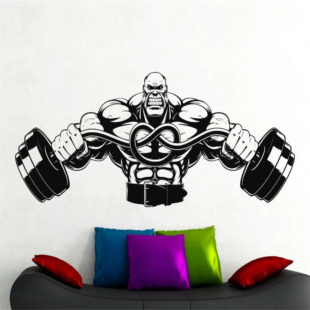 

Large Gym Wall Decal Fitness Stickers Sports Room Wall Decor Home Interior Wall Graphics Decor Vinyl Wall Sticker Studio