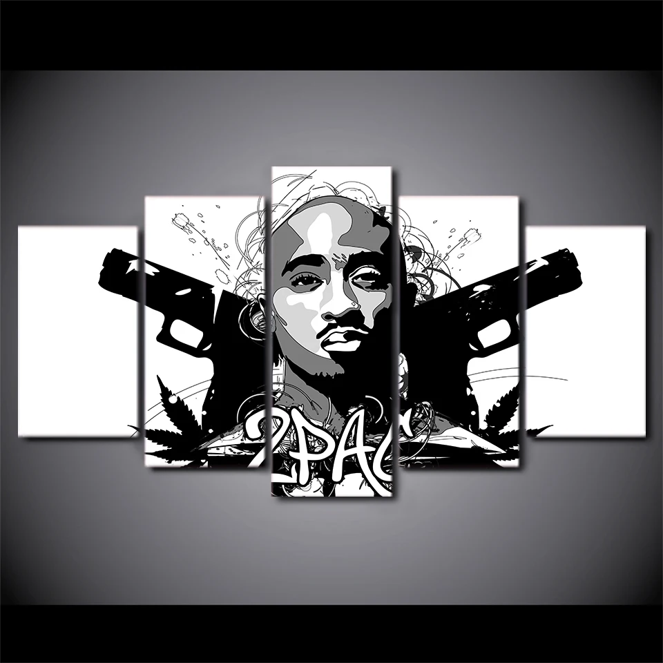HD Печатный 5 шт Холст Искусство рэп 2PAC Хип-хоп рэпер настенные картинки для