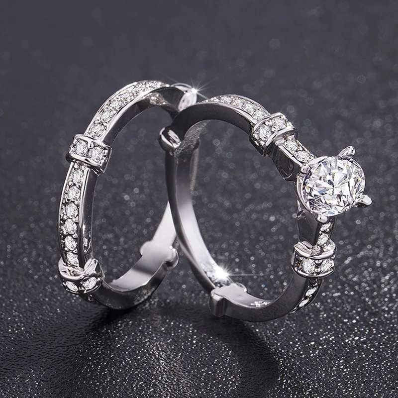 2/pcRetro роскошный набор колец топаз драгоценный камень кристалл цвет серебро