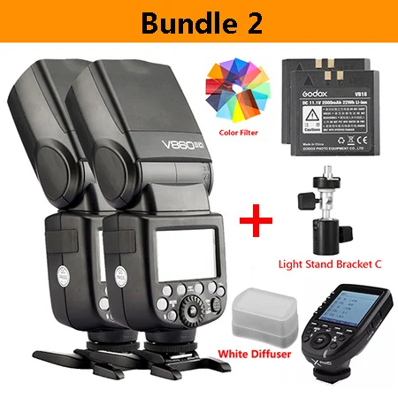 Bundle 2 Godox Ving V860 II литий-ионная батарея Speedlite вспышка для sony A7 A6000 A6300 для Canon Nikon Fuji Olympus w/Xpro Flash передатчик - Цвет: Bundle 2