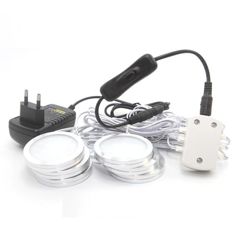Освещение под шкафом LED Шайба свет кухня круглый 12V столешница шкаф витрина ящик