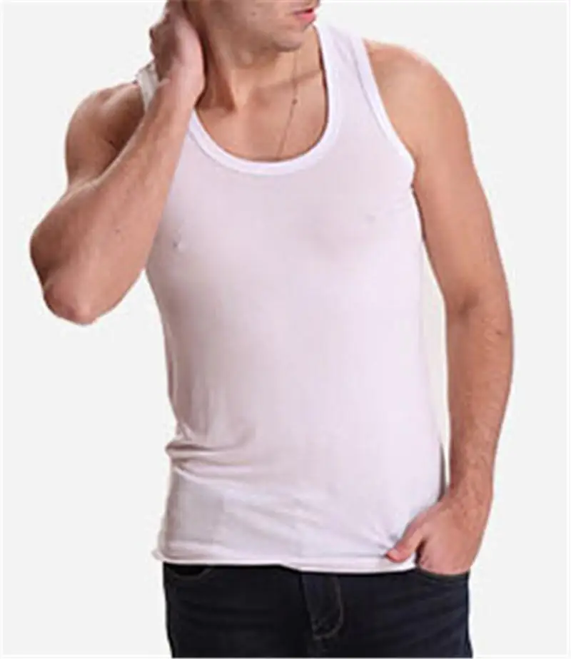 White Tank Top Хлопковые топы для мужчин размера плюс M-6XL, Модальные майки для тренировок, одежда для спортзала, летние майки без рукавов, мужские майки - Цвет: White Tank Top