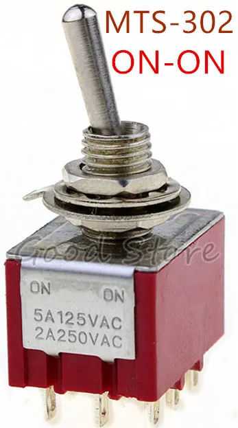 Красный Мини MTS 302 6 мм 9 Pin 2 положения Вкл/вкл 5А/125VAC 2A/250VAC тумблер|Выключатели| |