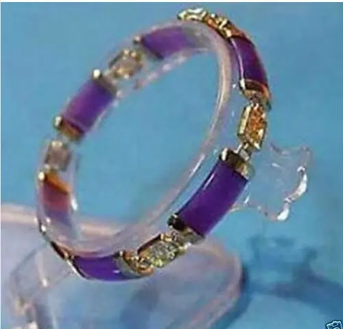 

Free shipping Purple jade 18KGP Link Fortune Clasp Bracelet
