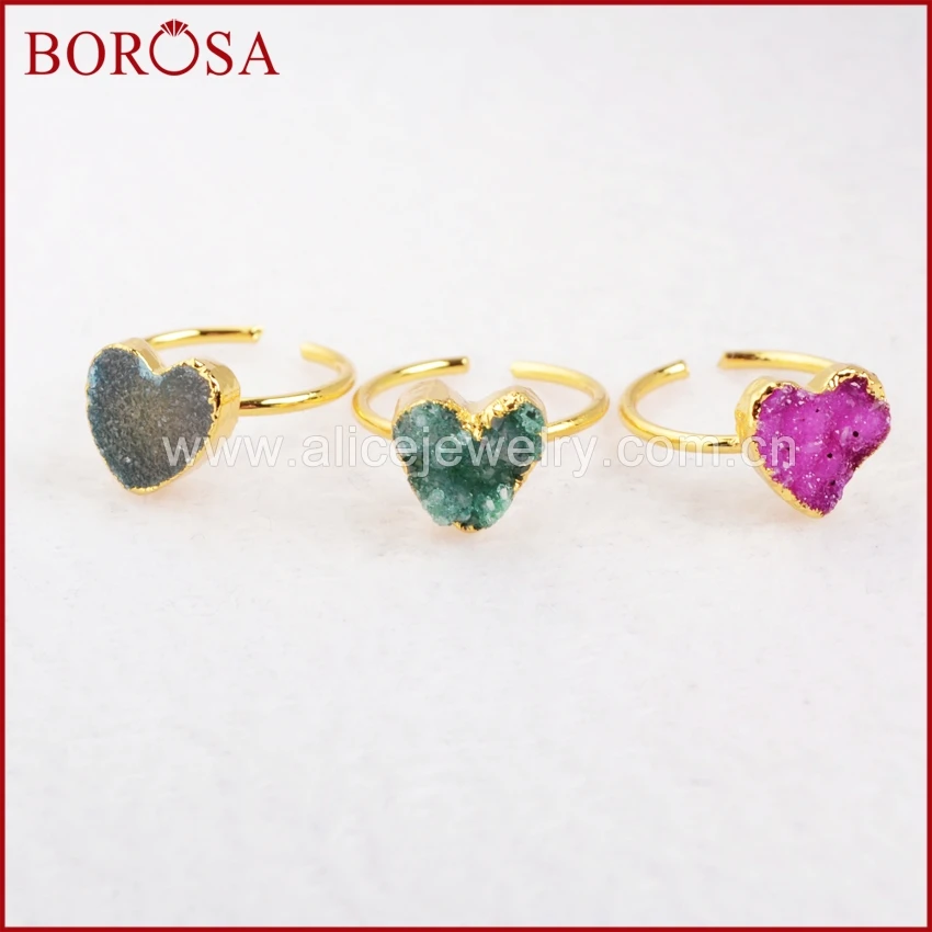 BOROSA распродажа 10 шт (самый маленький палец) кольцо в форме Сердца Druzy Little Finger
