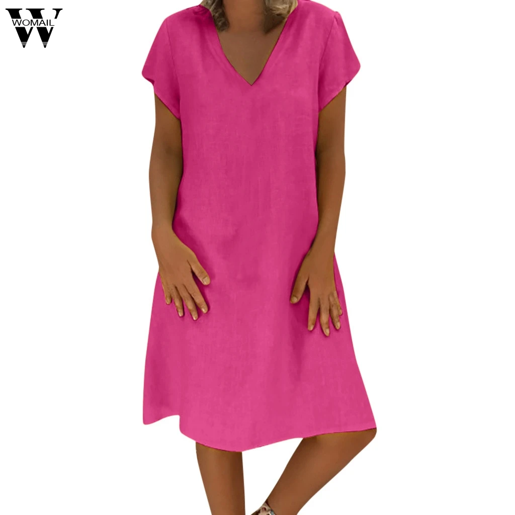 Womail женское платье, Летний стиль, Feminino Vestido, футболка, хлопок, на каждый день, размера плюс, для девушек, летние льняные платья, dropship, May16