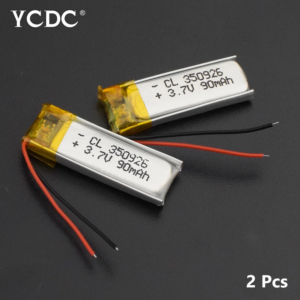 2Pcs 1/2/4 шт. перезаряжаемый 3,7 dc-двигатель, напряжение 90 мА/ч, литий-ионный аккумулятор 350926 литий-полимерные батареи для MP3 MP4 MP5 BLUETOOTH гарнитура gps - Цвет: 2Pcs