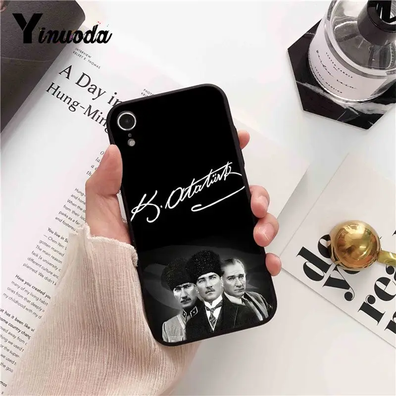 Yinuoda Турция Мустафа Kemal Ataturk ТПУ мягкий силиконовый черный чехол для iPhone 8 7 6 s плюс 5 5S SE XR X XS MAX Coque в виде ракушки