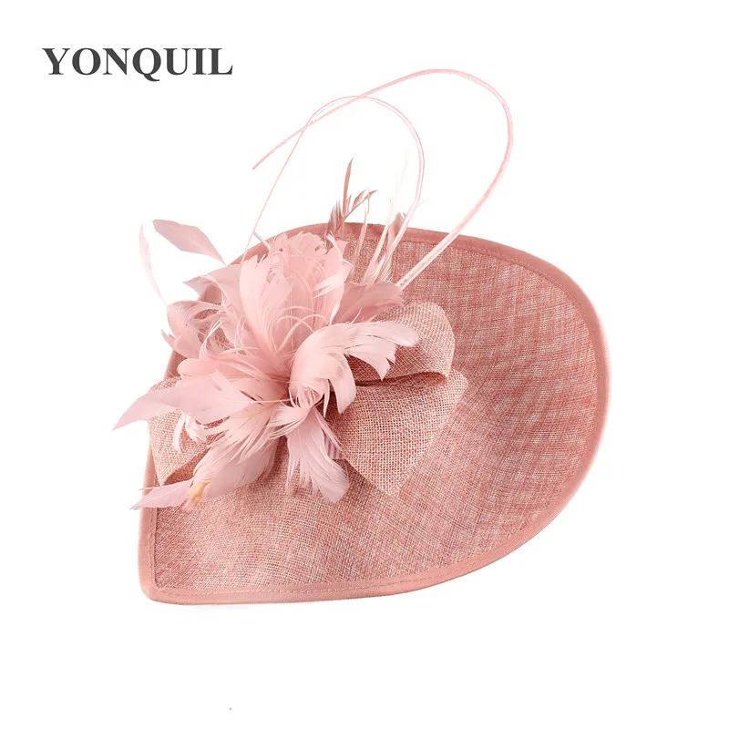 Vintage Army green kenducky derby fascinator hair hats for elegant women wedding church occasion accessories feathers headpieces
