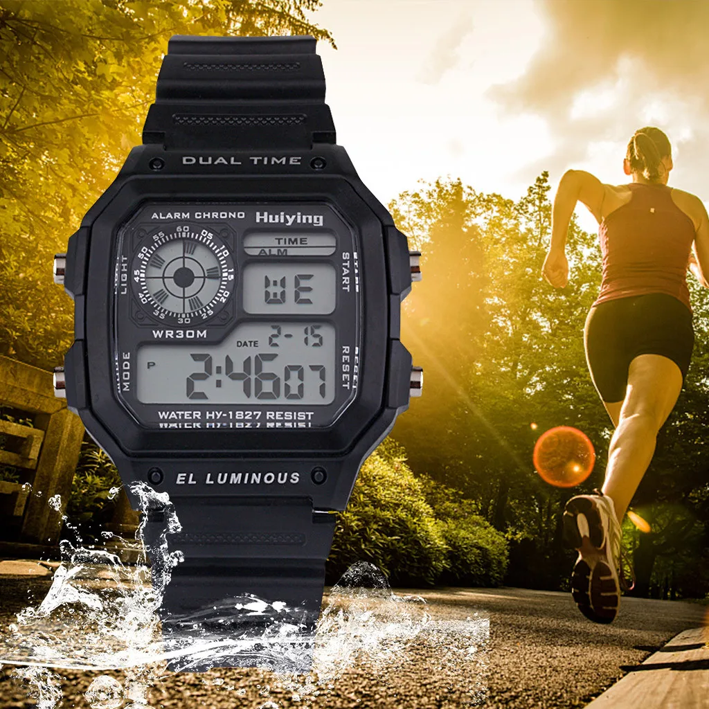 Wo мужские часы reloj mujer, водонепроницаемые, с двойным временем, мужские, многофункциональные, светодиодный, электронные, спортивные часы