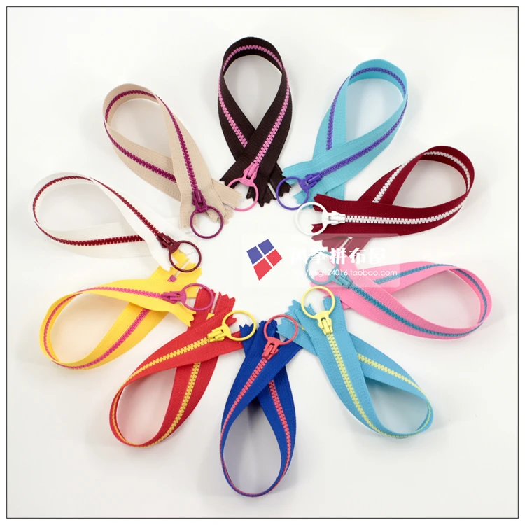 

Ykk3 resin zipper big circle slider bags color block 10 30cm long