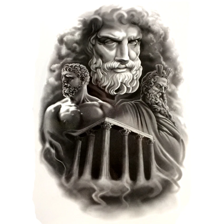 

Zeus temple Waterproof Temporary Tattoo sticker Greek the king of gods Fake Tattoo body art Henna Tatoo sleev harajuku men