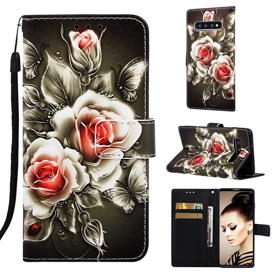 Чехол-книжка с милым Рисунком Тигра и панды для samsung Galaxy S10E S10 S9 S8 Plus J4+ J6+ J6 Premium A7 A750