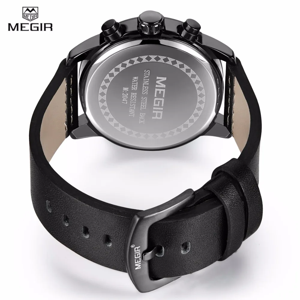 Известный бренд новинка кварцевые часы MEGIR из натуральной кожи