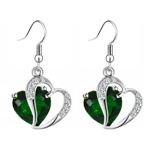 Серьги подвески в форме сердца с австрийским кристаллом|crystal heart earrings|rhinestones earring