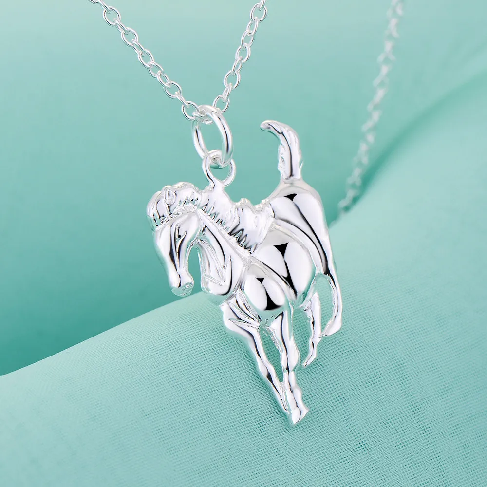 Блестящее серебряное ожерелье с подвеской в виде лошади luckysilver|pendant attachment|pendant