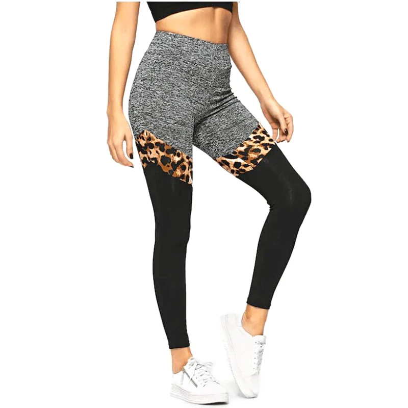 

SVOKOR Leopard Stitching Sexy Leggings High Waist Stretch Fitness Pants Autumn Casual Breathable Legging Femme Women Clothes2019