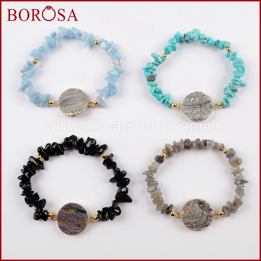 BOROSA 5 шт. золотой цвет круглый титан радуга галактика с множеством камней чипы