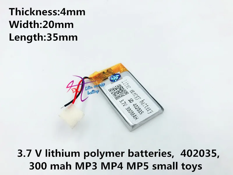 3,7 V литий-полимерные батареи, 042035,402035, 300 mah MP3 MP4't MP5 маленькие игрушки