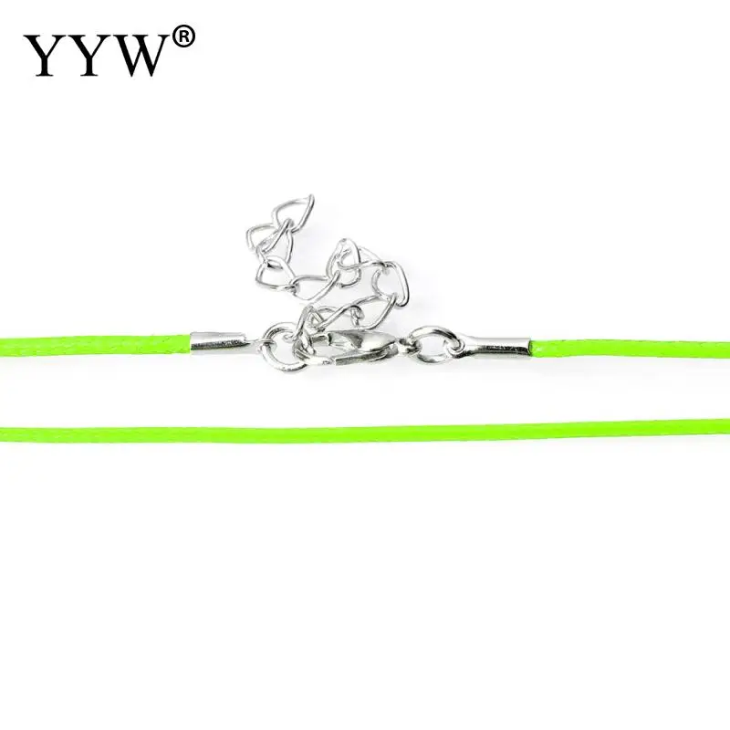 fluorescent green 10 нитей/лот вощеное ожерелье из нейлонового шнура застежки Омаров 1,5 мм хлопковый, вощеный шнур ожерелье s для женщин и мужчин модное ювелирное изделие - Окраска металла: fluorescent green
