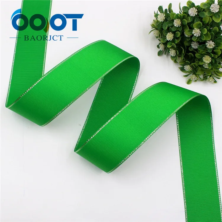I-19316-598 OOOT BAORJCT I-19316-595 38 мм 10 ярдов Серебряный двусторонний grosgrain ленты, DIY лук кепки аксессуары и украшения - Цвет: I-19316-598