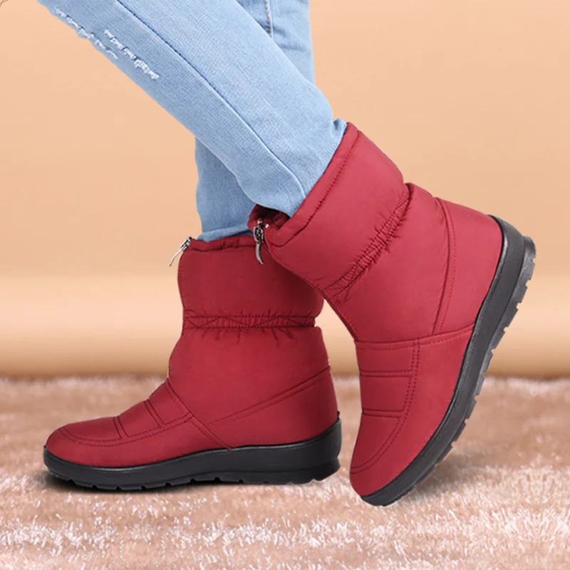 Зимние ботинки 2017 г. зимние теплые Нескользящие водонепроницаемые женские обувь
