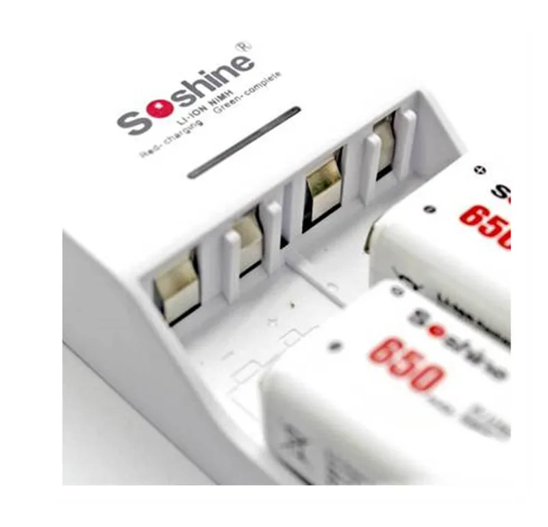 2 шт. литий ионный аккумулятор Soshine 9 в 650 мАч + 1 интеллектуальное зарядное