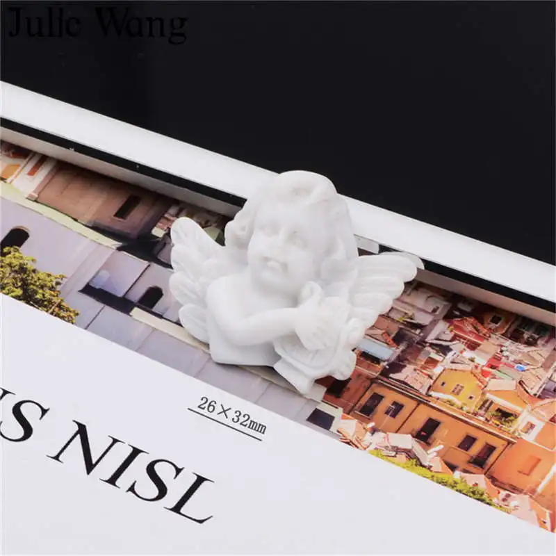 Julie Wang 6 шт. Смола барокко ангел белые подвески кабошон смешанные стили ювелирные
