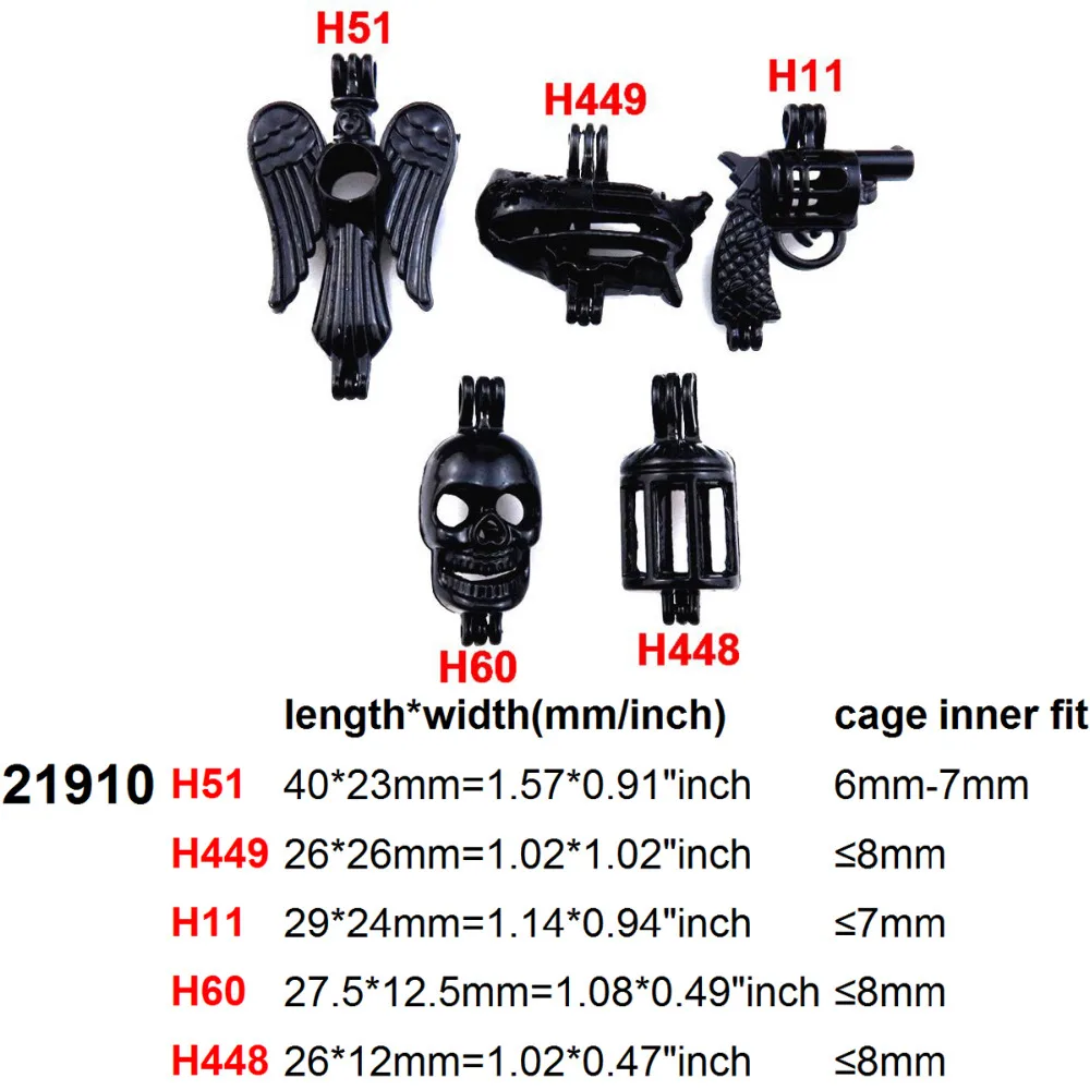 21910 Gun Black American Map Pistol Wings Skull Beads Cage Essential Oil Diffuser Aroma Locket Pendant Pearl Jewelry Making | Украшения и
