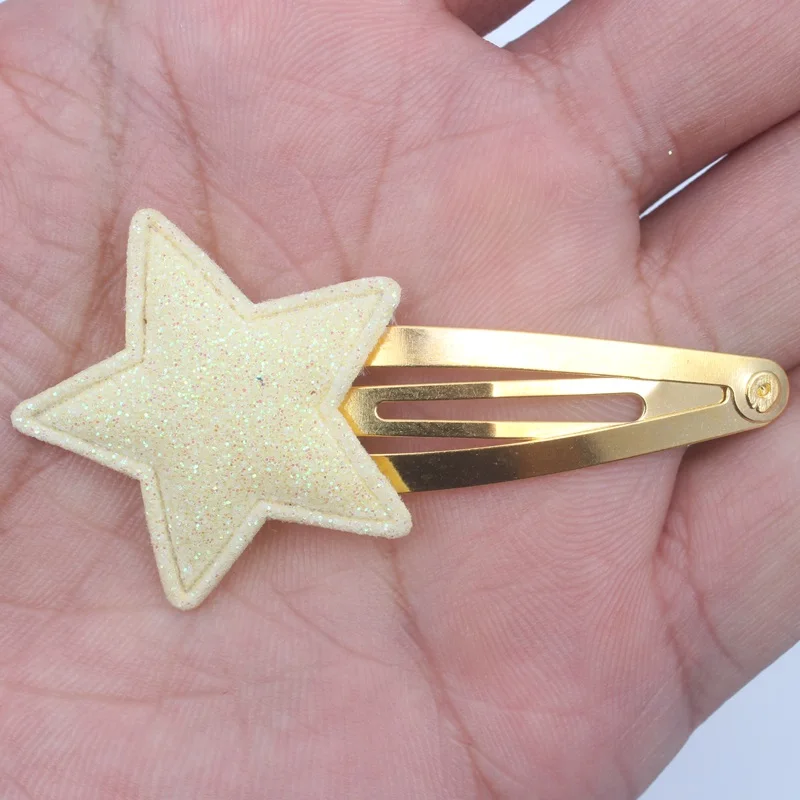 light yellow Новинка года, нейлоновые резинки с круглыми блестками и пятиконечными звездами для девочек, эластичные резинки для волос, аксессуары для волос для детей, 1 шт - Цвет: light yellow