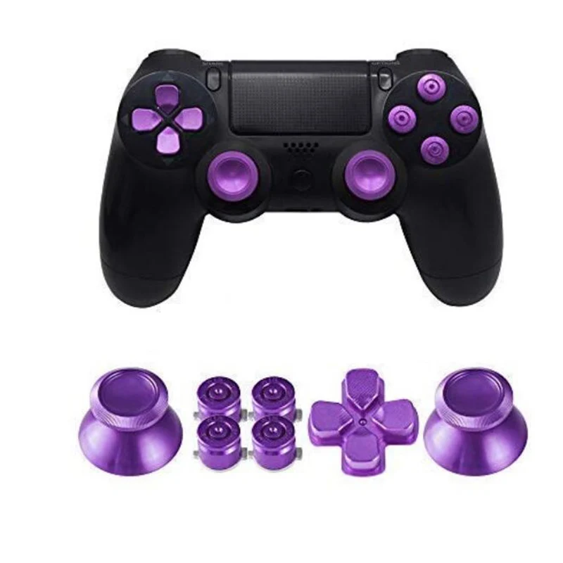 Purple Металлические накладки на джойстик для PS4 контроллер алюминиевая замена ABXY пули кнопки Thumbsticks хром D-pad для sony Playstation 4 - Цвет: Purple