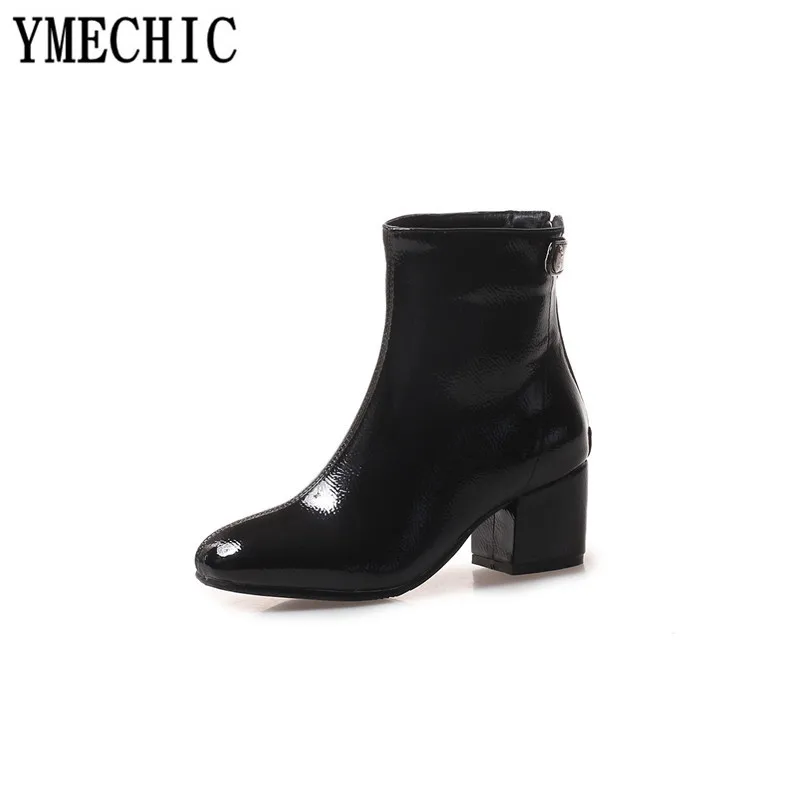 Женские ботильоны из ПУ кожи YMECHIC Осень зима 2018 короткие женские ботинки черного