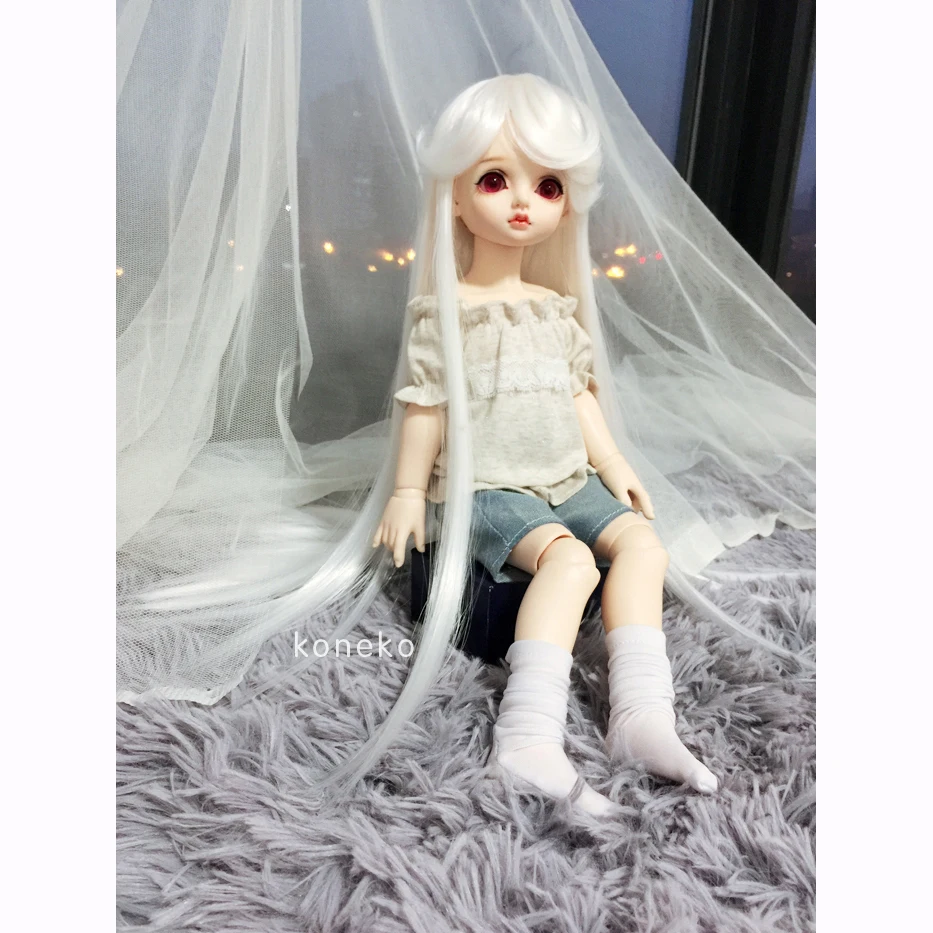 

Шарнирная кукла/SD, серебристый длинный парик, 1/3, 1/4, 1/6, высокотемпературная кукла, парик для шарнирной куклы, волосы, шарнирный парик, allaosify